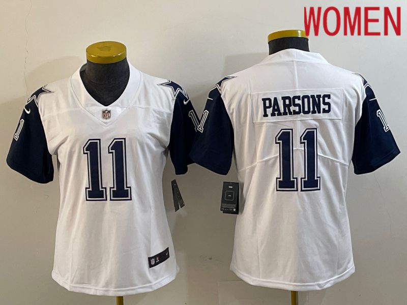 Women Dallas Cowboys #11 Parsons White 2023 Nike Vapor Limited NFL Jersey style 4->youth nfl jersey->Youth Jersey